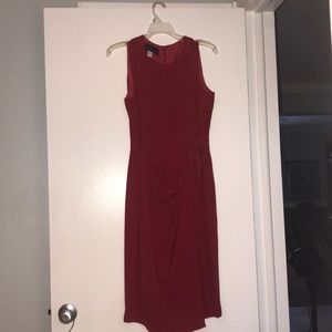 red wrap dress